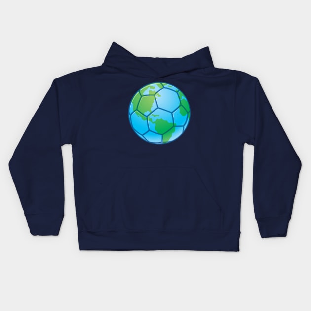 Planet Earth World Cup Soccer Ball Kids Hoodie by fizzgig